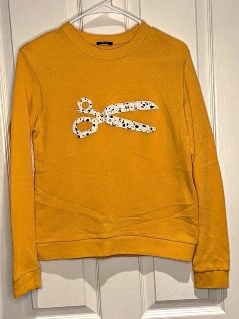 DENHAM Women's Yellow Fleece Cotton Crewneck Pullover Logo Sweatshirt XS